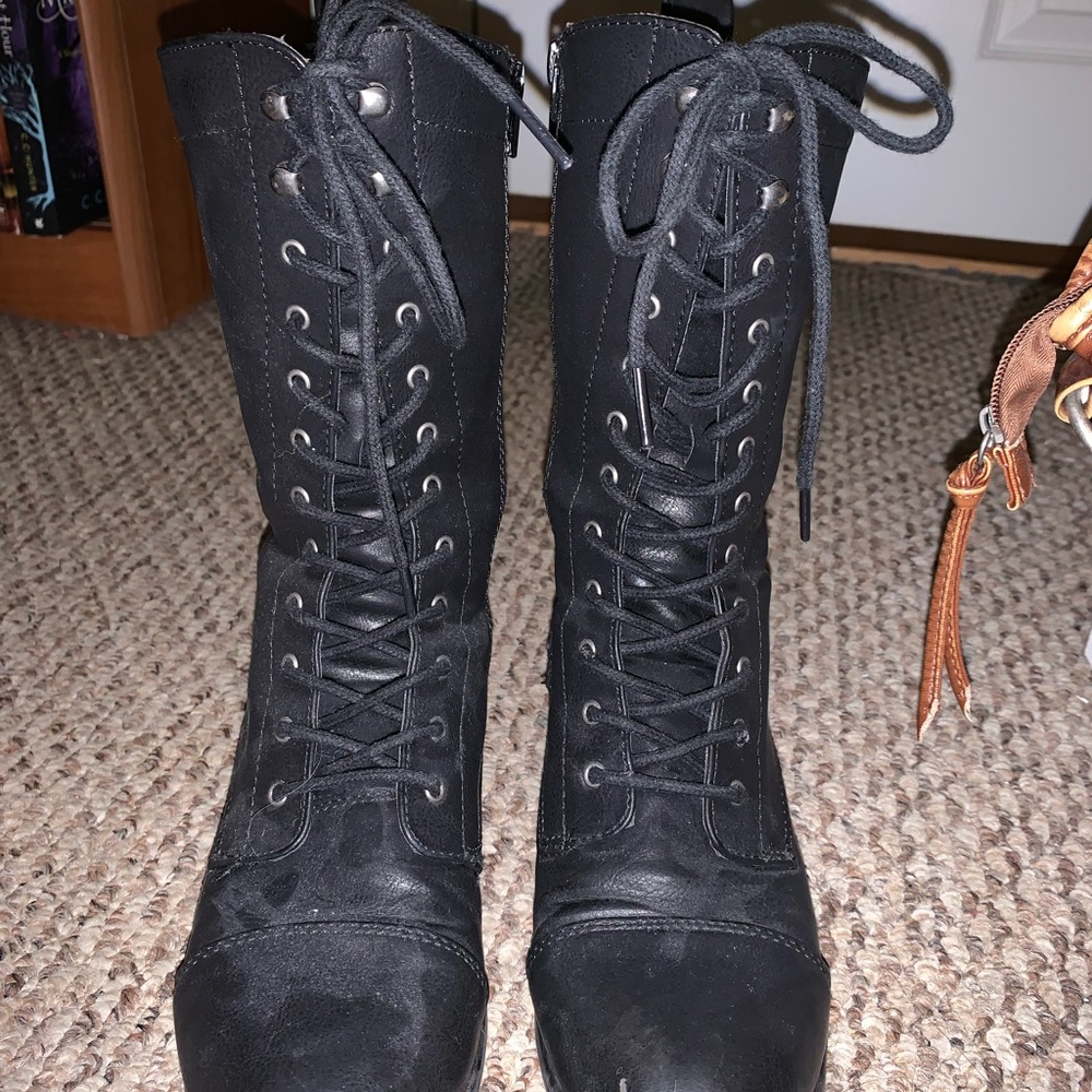 Black combat boots